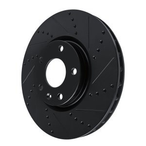 Chevrolet Corvette Brake Rotor (1) - Front Right - R1 Concepts - Drilled & Slotted - Black - `14-`19